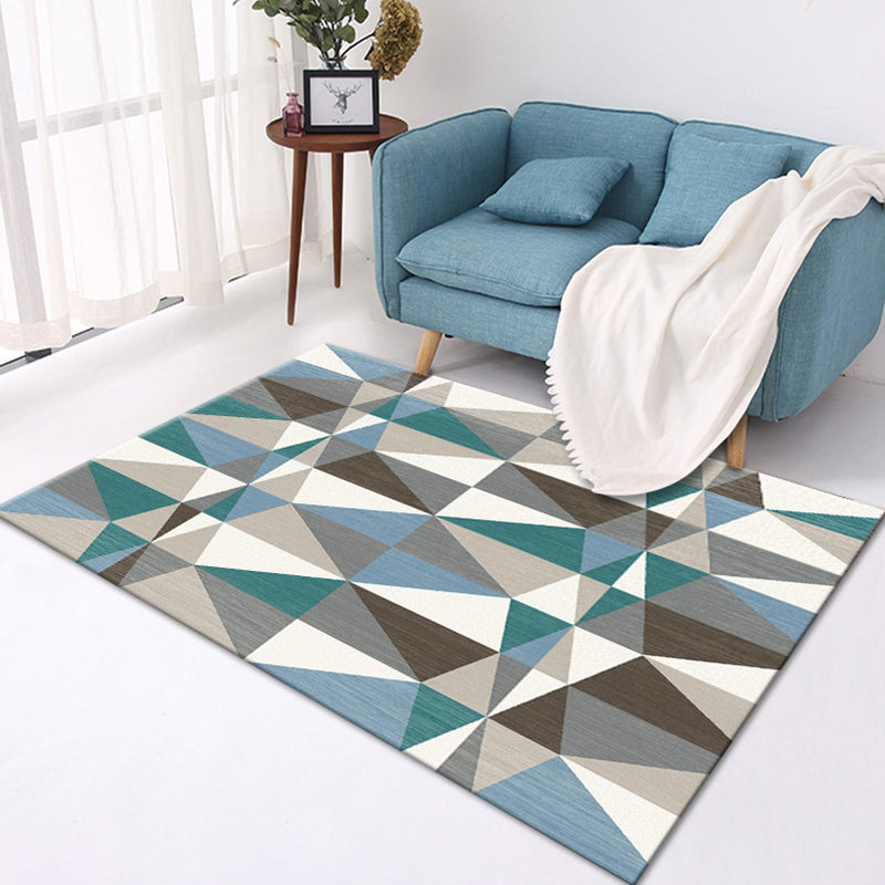Multicolor Casual Rug Polyester Geometric Pattern Rug Pet Friendly Machine Washable Anti-Slip Backing Carpet for Decoration