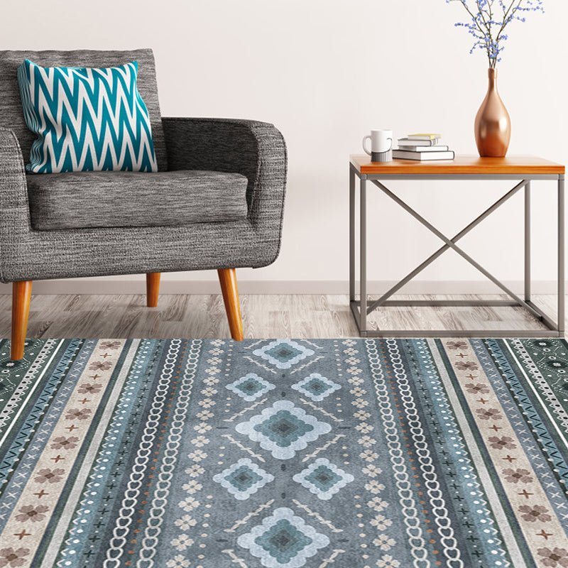 Multikolor Bohemian Teppich Polyester Stripe Streifen Muster Teppich Haustierfreundliche Waschabend-Rutsch-Rücken-Teppich zur Dekoration