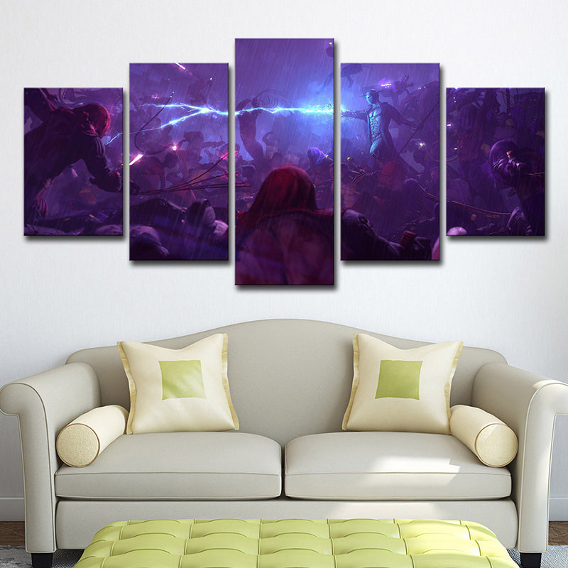 Re-Legion Game Scene Canvas Print Multi-Piece Kids Bedroom Wall Art Decor in Purple