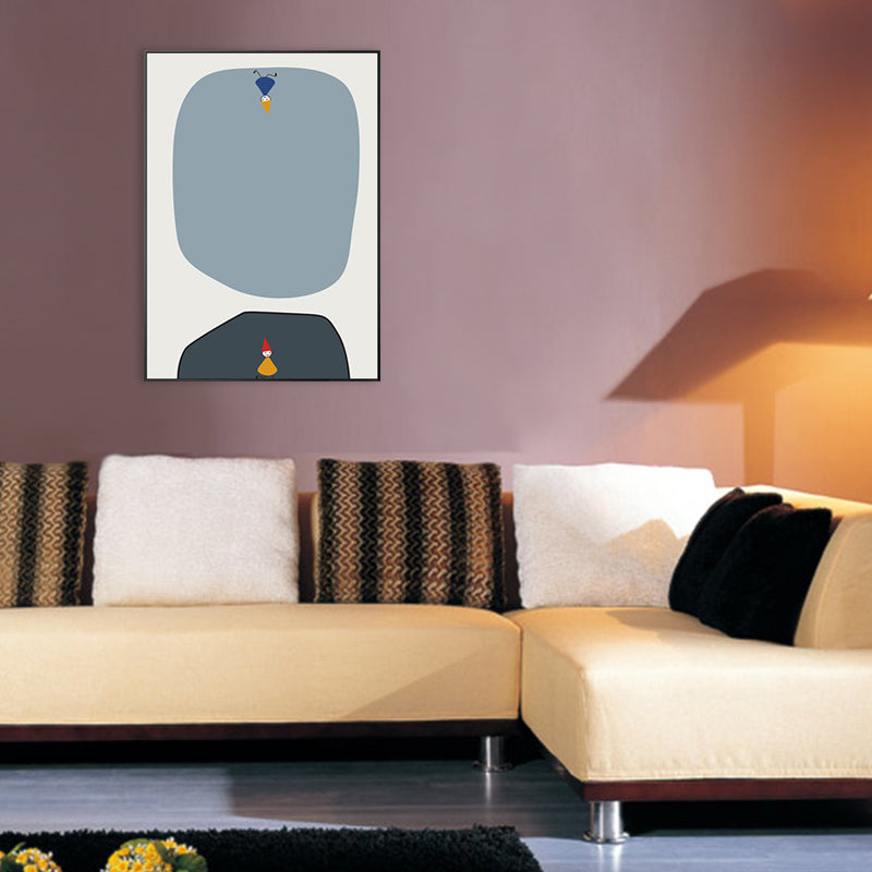 Pastel Color Little Man Art Textured Painting for Bathroom, Multiple Sizes Available