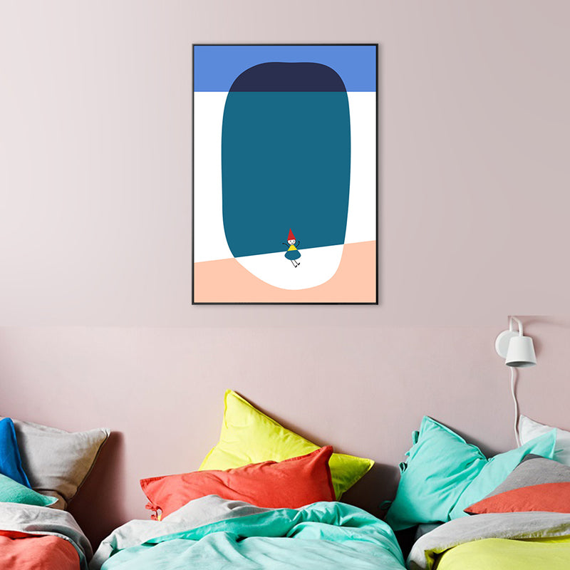 Pastel Color Little Man Art Textured Painting for Bathroom, Multiple Sizes Available