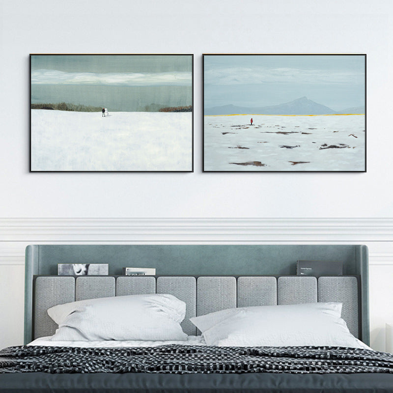 Modern Style Snow-Covered Landscape Art Light Color Winter Illustration Painting