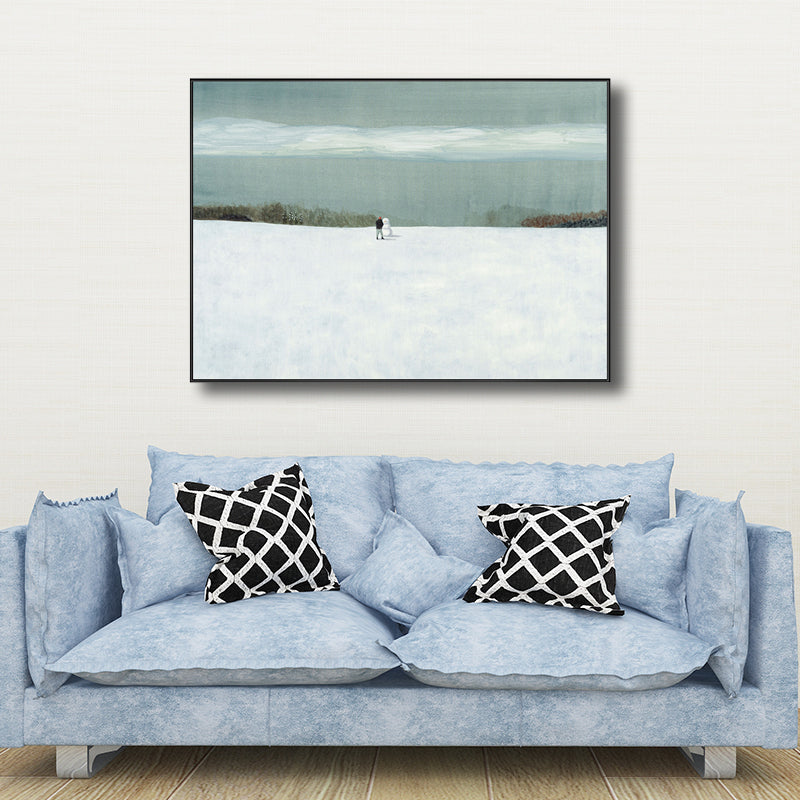 Modern Style Snow-Covered Landscape Art Light Color Winter Illustration Painting