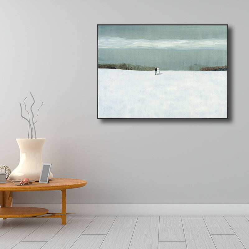 Modern Style Snow-Covered Landscape Art Light Color Winter Illustration Painting