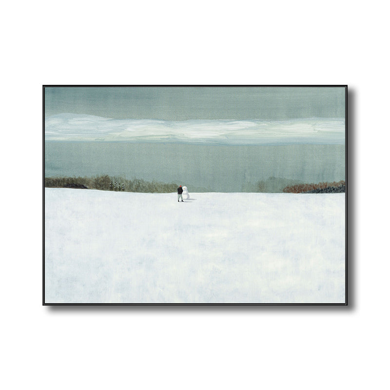Modern Style Snow-Covered Landscape Art Light Color Winter Illustration Painting