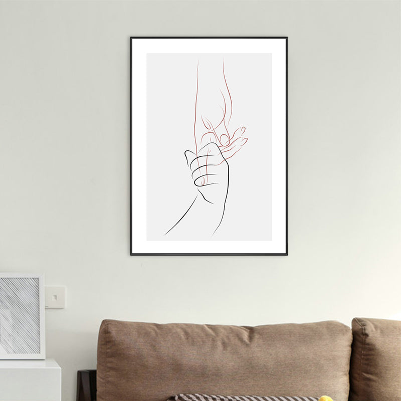 Holding Hands Pattern Canvas Textured Minimalism Style for Bedroom Wall Art Decor