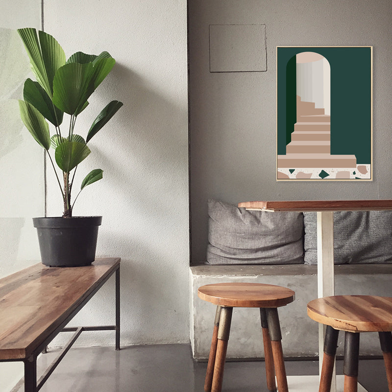 Nordic Style Teenagers Painting Building in Light Color Wall Decor, Multiple Sizes