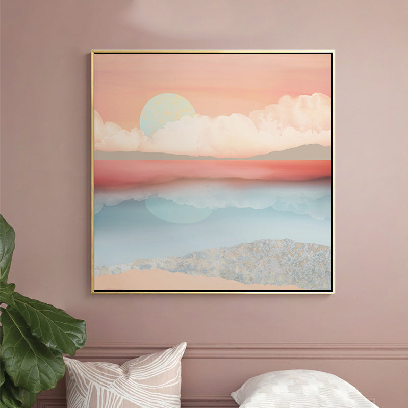 Modern Sunset Scenery Canvas for Girls Bedroom Illustration Wall Art, Multiple Sizes