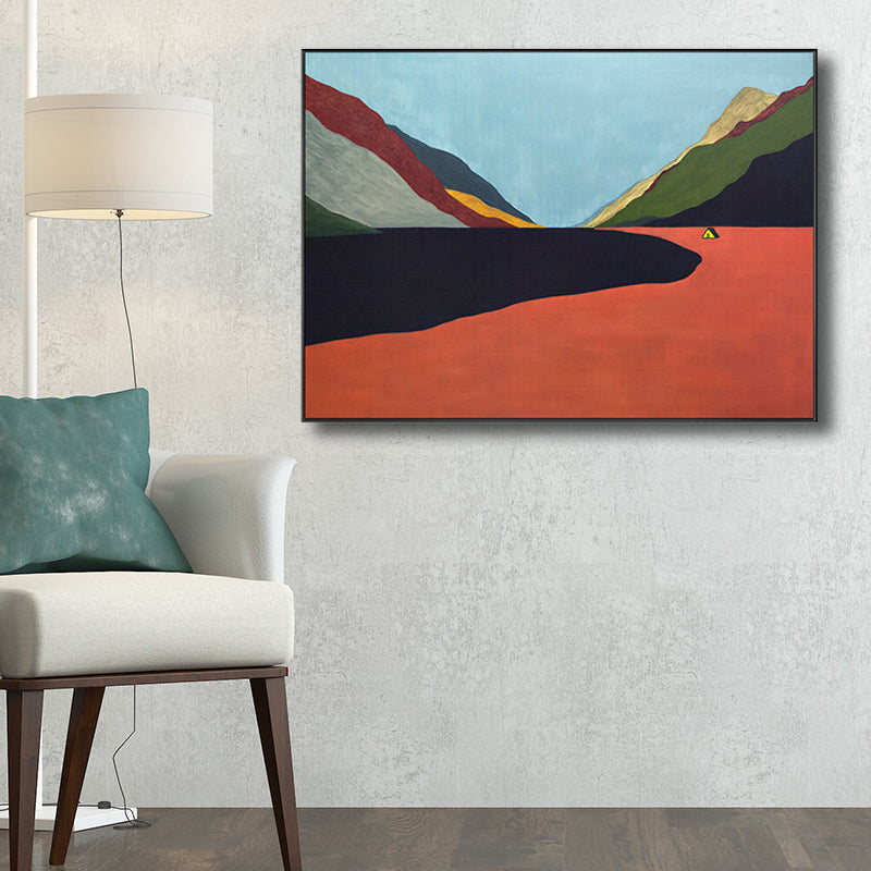 Monteer landschapsdoek in pastelkleurige moderne stijl muurkunstdecor voor eetkamer