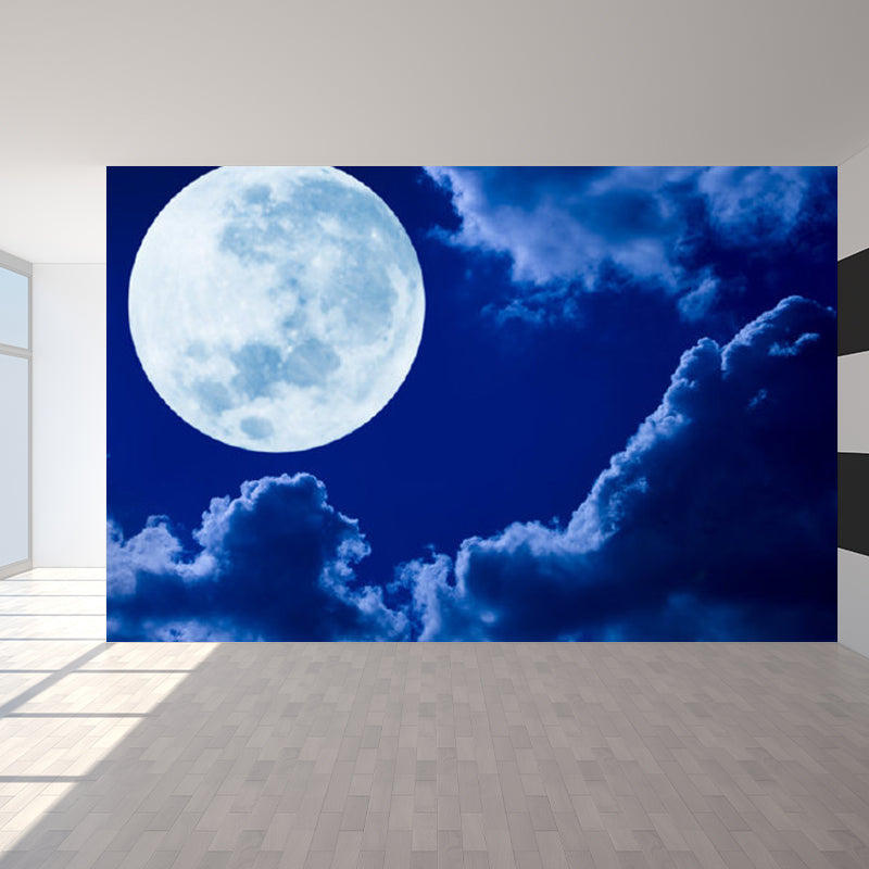 Contemporary Style Luna-Glob Mural Wallpaper Soft Color Outer Space Wall Covering