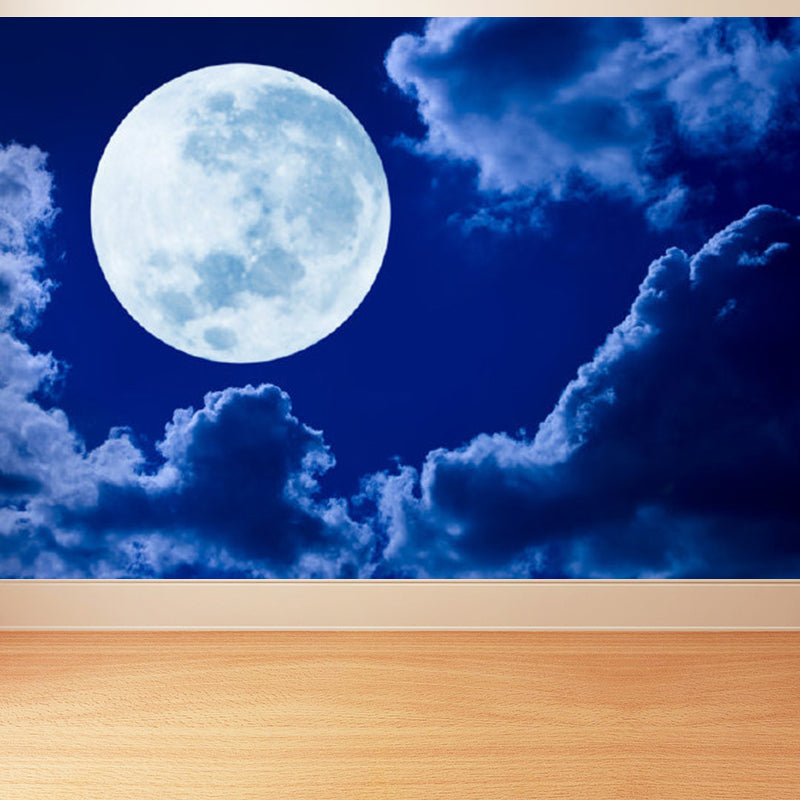Contemporary Style Luna-Glob Mural Wallpaper Soft Color Outer Space Wall Covering