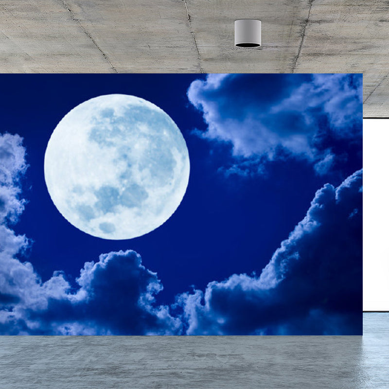 Contemporary Style Luna-Glob Mural Wallpaper Soft Color Outer Space Wall Covering