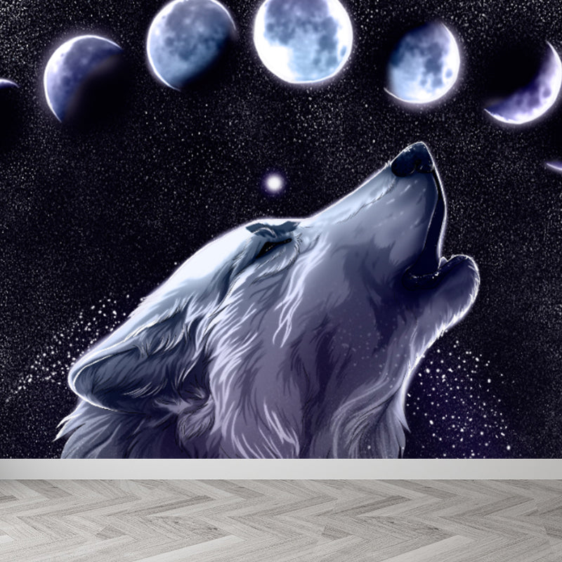 Modern Style Boys Mural Wallpaper Giant Planet Pattern Pastel Color Wall Covering