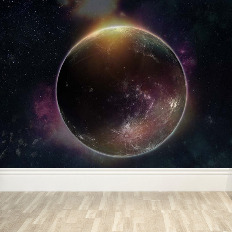 Modern Style Boys Mural Wallpaper Giant Planet Pattern Pastel Color Wall Covering