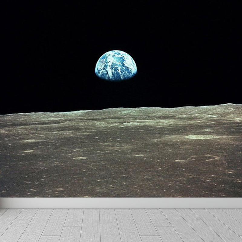 Modern Style Boys Mural Wallpaper Giant Planet Pattern Pastel Color Wall Covering