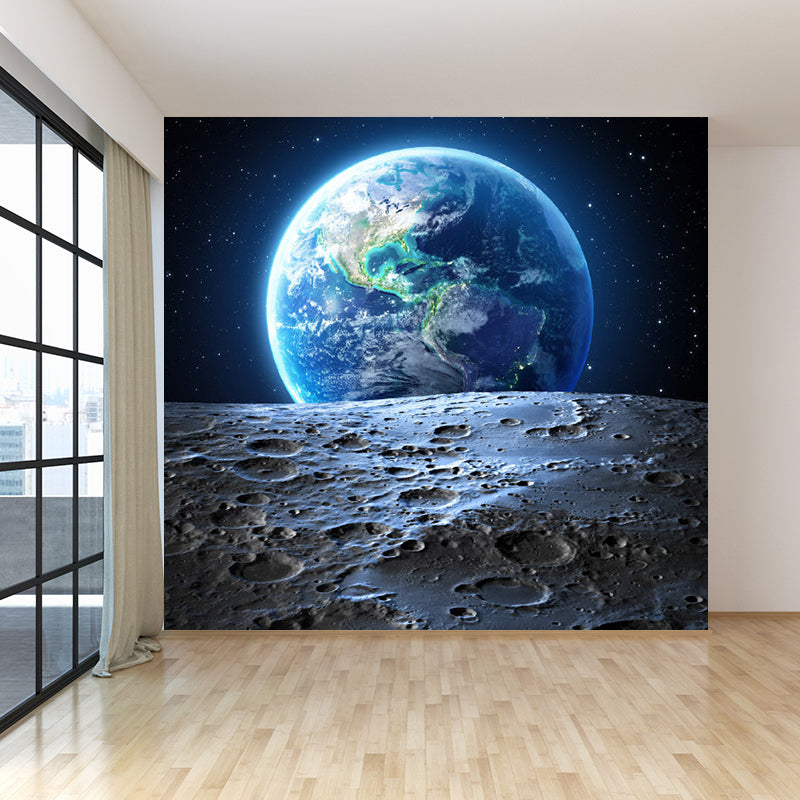 Modern Style Boys Mural Wallpaper Giant Planet Pattern Pastel Color Wall Covering