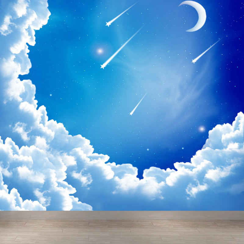 Modern Planet Wall Mural Non-Woven Stain Resistant Soft Color Wall Art for Living Room