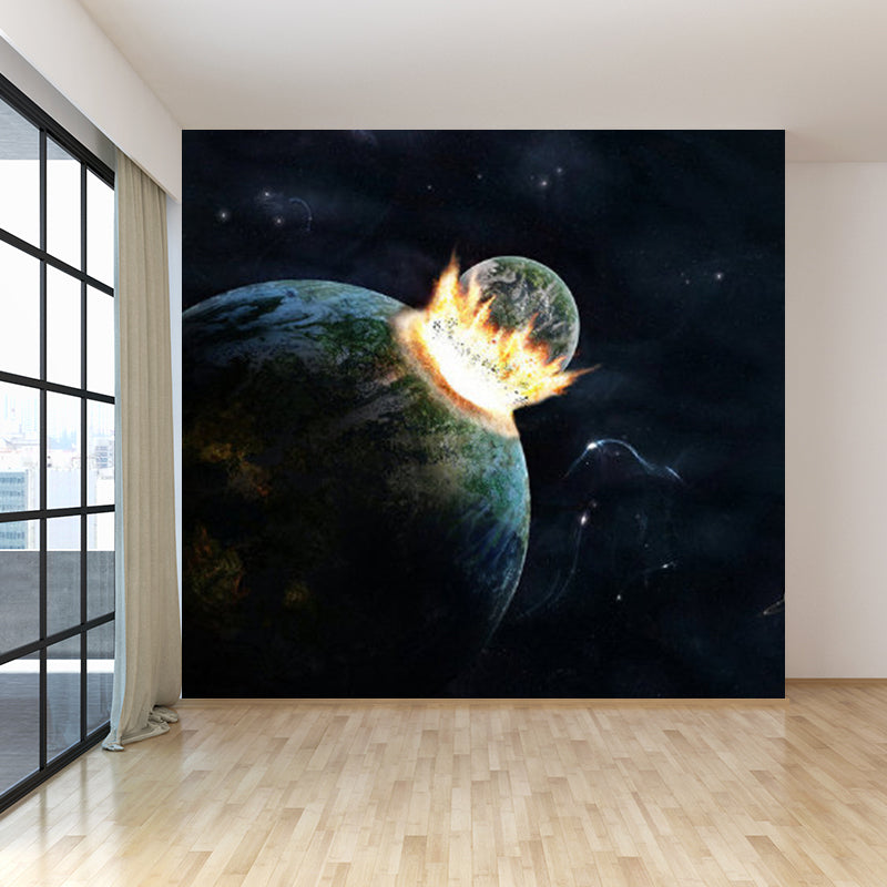 Peinture murale vue planète couleur pastel, pour décoration murale de salon contemporain