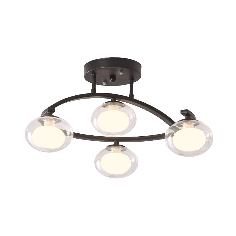 Mont semi-plafond du bras Twist avec une teinte ovale lampe au plafond en métal contemporain pour le café