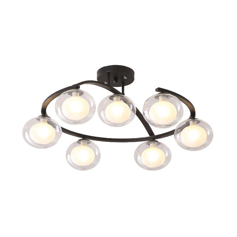 Mont semi-plafond du bras Twist avec une teinte ovale lampe au plafond en métal contemporain pour le café