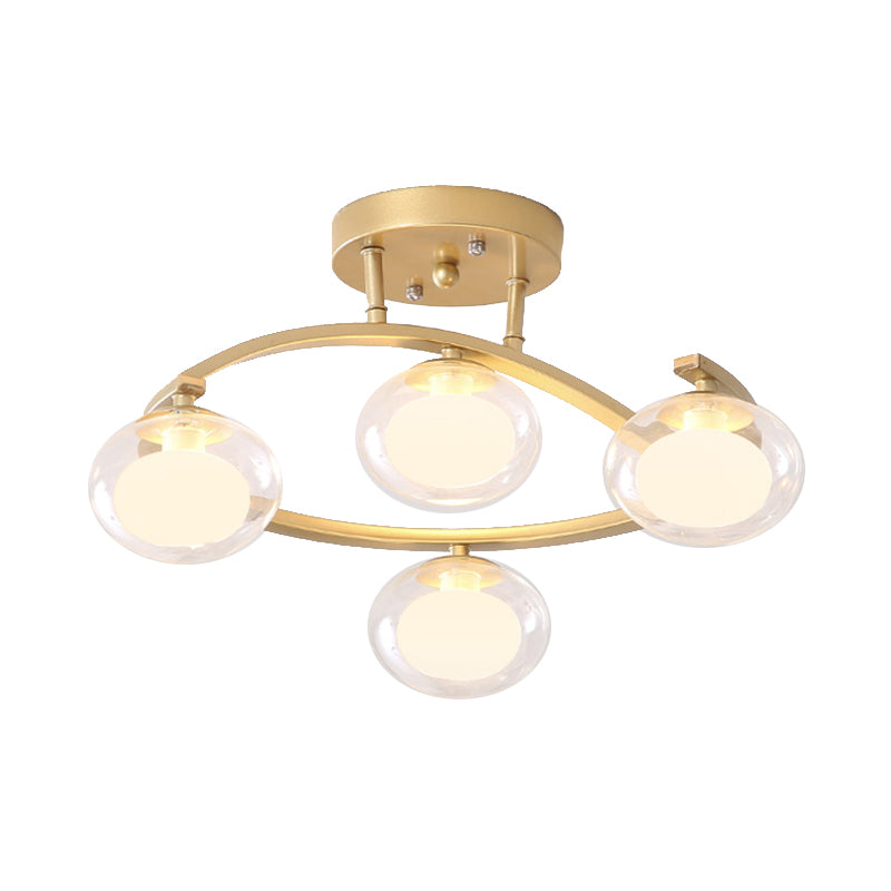 Mont semi-plafond du bras Twist avec une teinte ovale lampe au plafond en métal contemporain pour le café