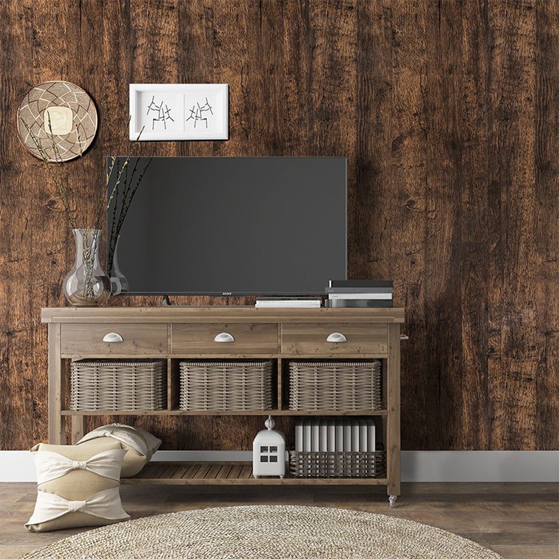 Peel Wood Grain Wallpaper Roll 10' L x 17.5" W Country Wall Covering for Accent Wall