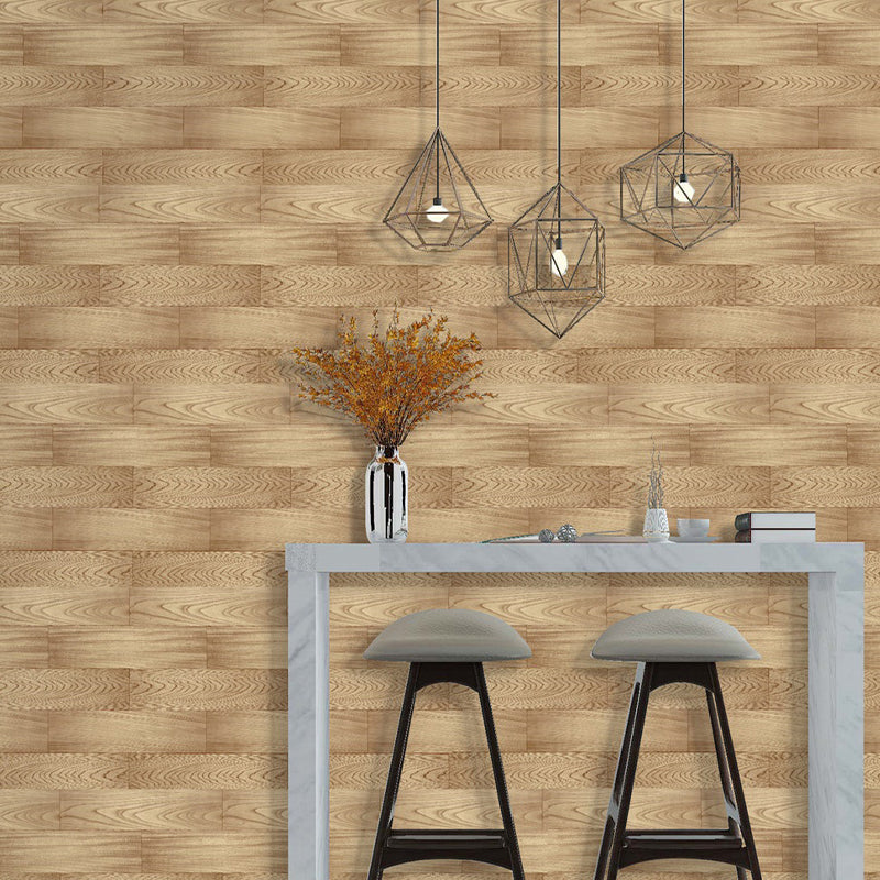 Farmhouse Interweaving Wood Wallpaper PVC Adhesive Brown Wall Art for Living Room
