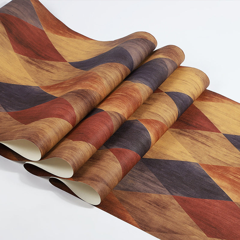 PVC Stain-Proof Wallpaper Roll Country Style Wood Pattern Wall Covering for Bedroom