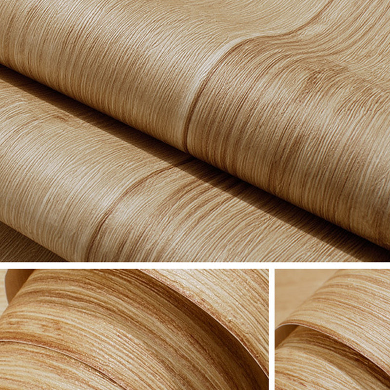 PVC Stain-Proof Wallpaper Roll Country Style Wood Pattern Wall Covering for Bedroom