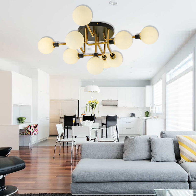 Sphere Shade Semi Plafond Mount Light Multi-Head Modern Moden Mermor Metal Plafond Plafond for Hotel