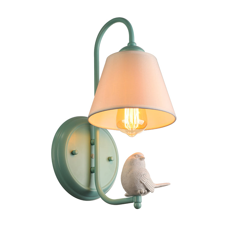 Tapered Shade Wall Light with Pigeon Deco 1 Head Metal Modern Style Sconce Light