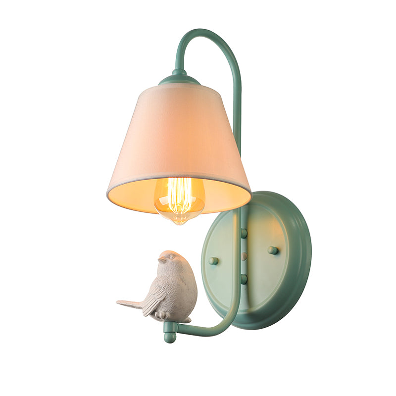Tapered Shade Wall Light with Pigeon Deco 1 Head Metal Modern Style Sconce Light