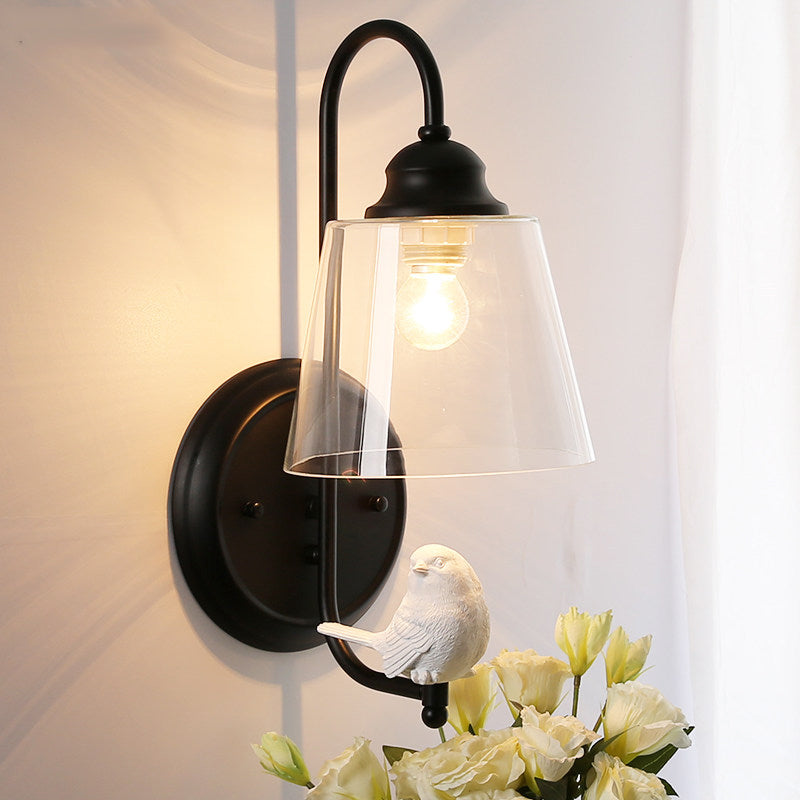 Tapered Shade Wall Light with Pigeon Deco 1 Head Metal Modern Style Sconce Light