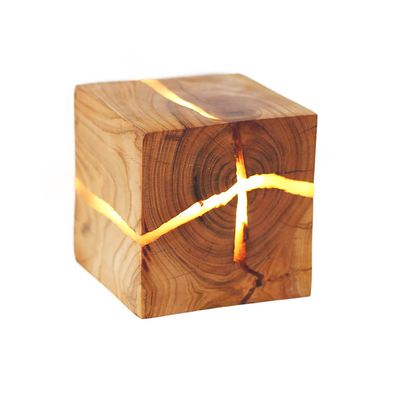 Rustic Style Cracked Cube Wall Light Wood Sconce Light for Kids Bedroom Nursing Room