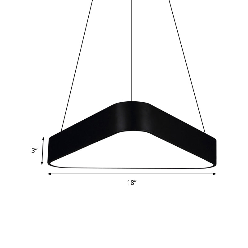 18 "/23.5" Longing de suspensión de triángulo de metal largo LEJ MODERNA LED/NEGRO/NEGRO/plateado en luz blanca/cálida