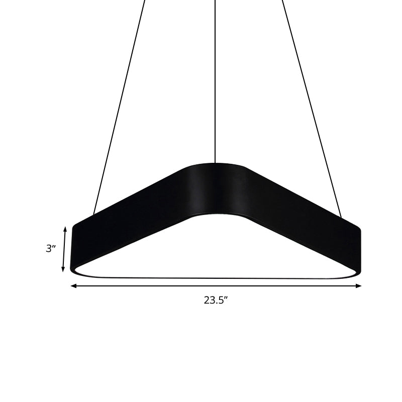 18 "/23.5" Longing de suspensión de triángulo de metal largo LEJ MODERNA LED/NEGRO/NEGRO/plateado en luz blanca/cálida