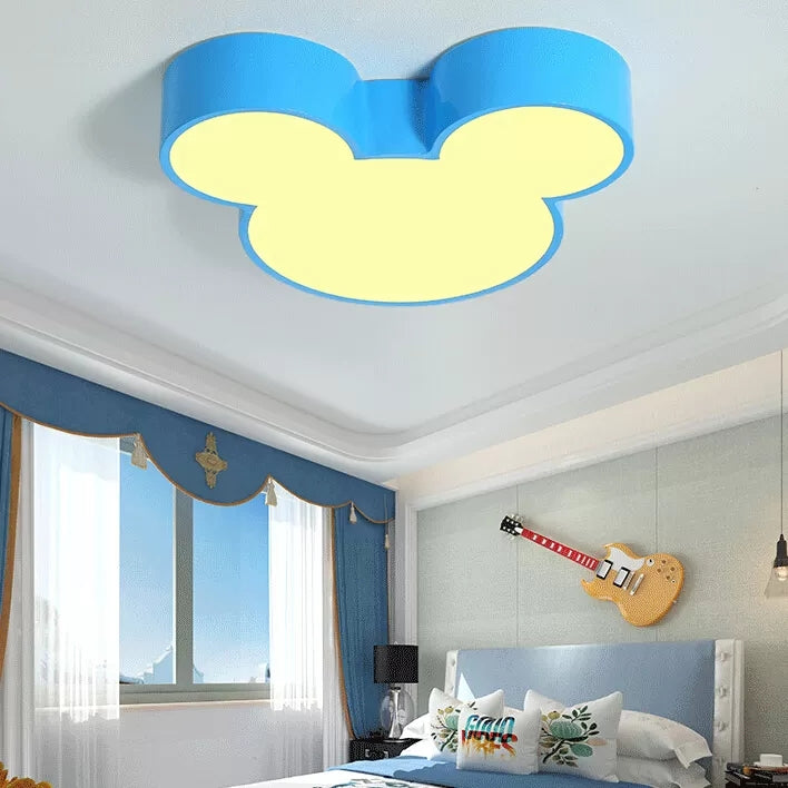 Metal Mouse Flush Ceiling Light Cartoon Modern Ceiling Fixture Light for Girls Bedroom