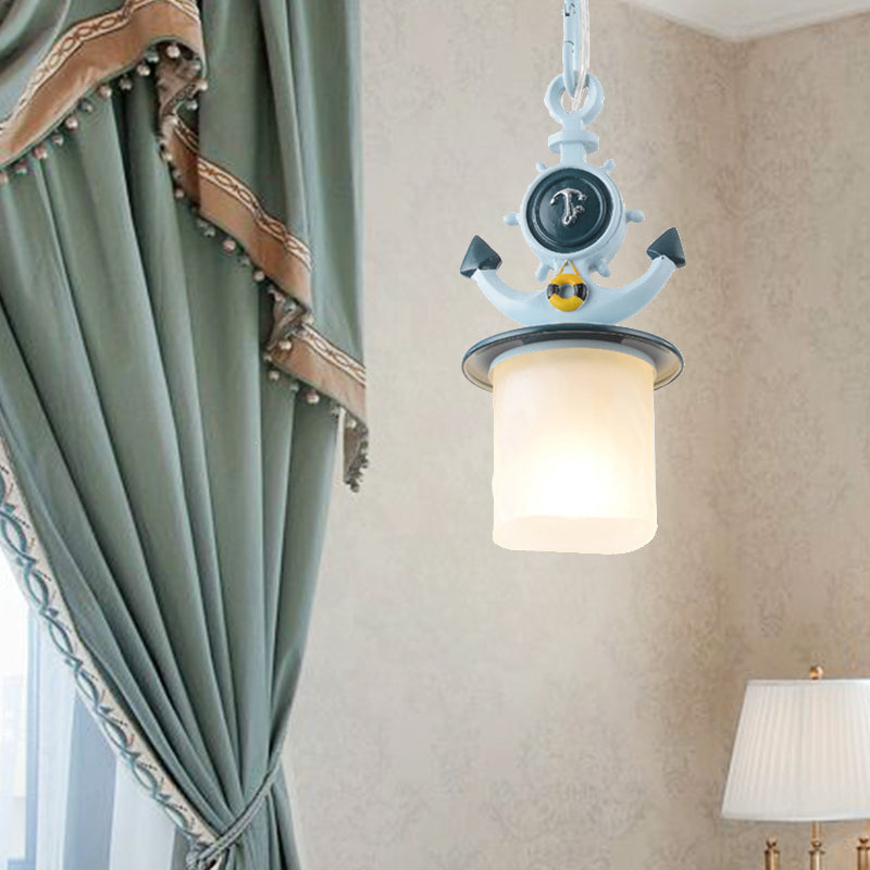 Restaurant Cafe hanger verlichting metaal en matglas nautische stijl hangende lamp in blauw