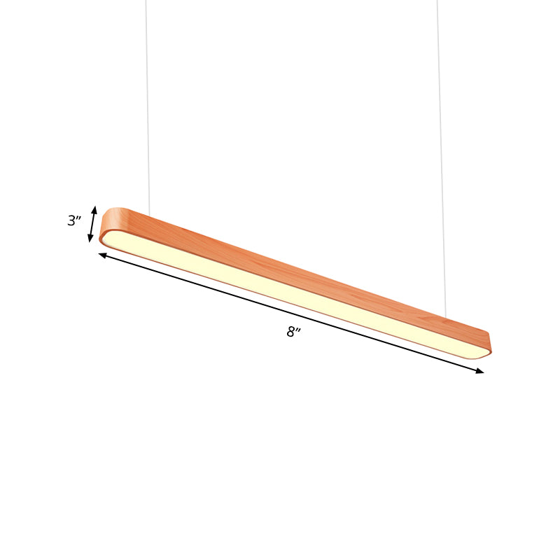 Elongated Oval Hanging Lighting Modern Led 4"/8"/12" Wide Wood Deep Grain/Light Grain Ceiling Pendant Light in White/Warm/Natural Light