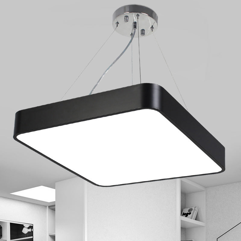 Iluminación colgante cuadrada de metal de 14 "/18" /23.5 "de ancho de ancho LED LED moderno LED LED NEGRO/Lámpara de techo plateado con difusor empotrado