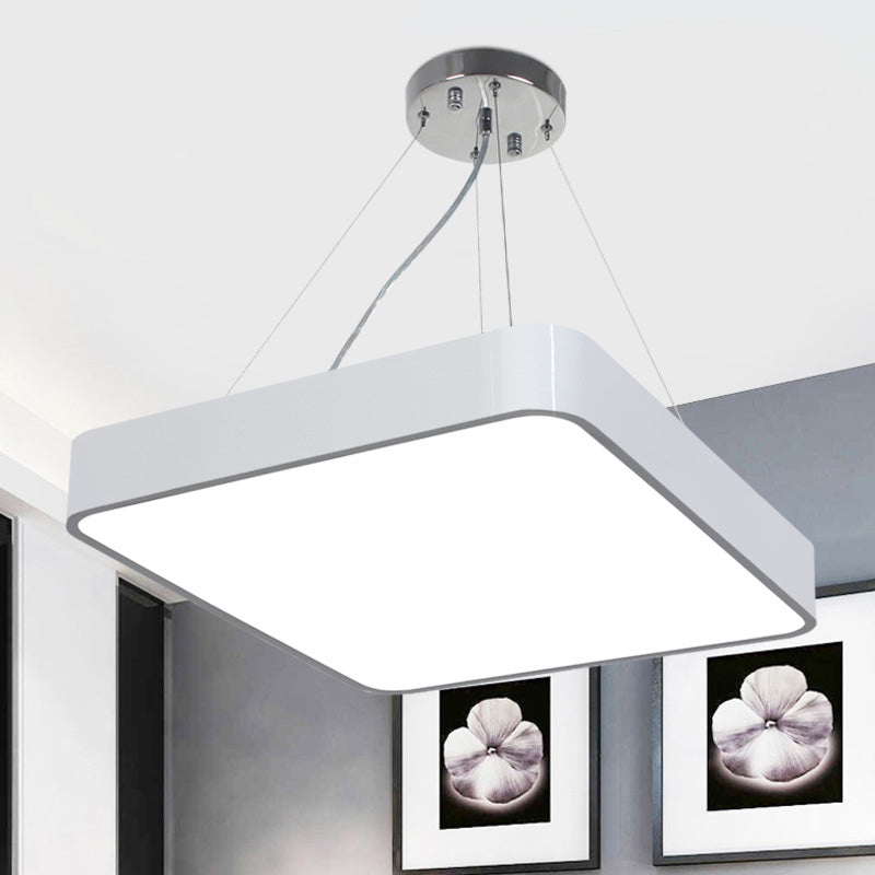 Iluminación colgante cuadrada de metal de 14 "/18" /23.5 "de ancho de ancho LED LED moderno LED LED NEGRO/Lámpara de techo plateado con difusor empotrado