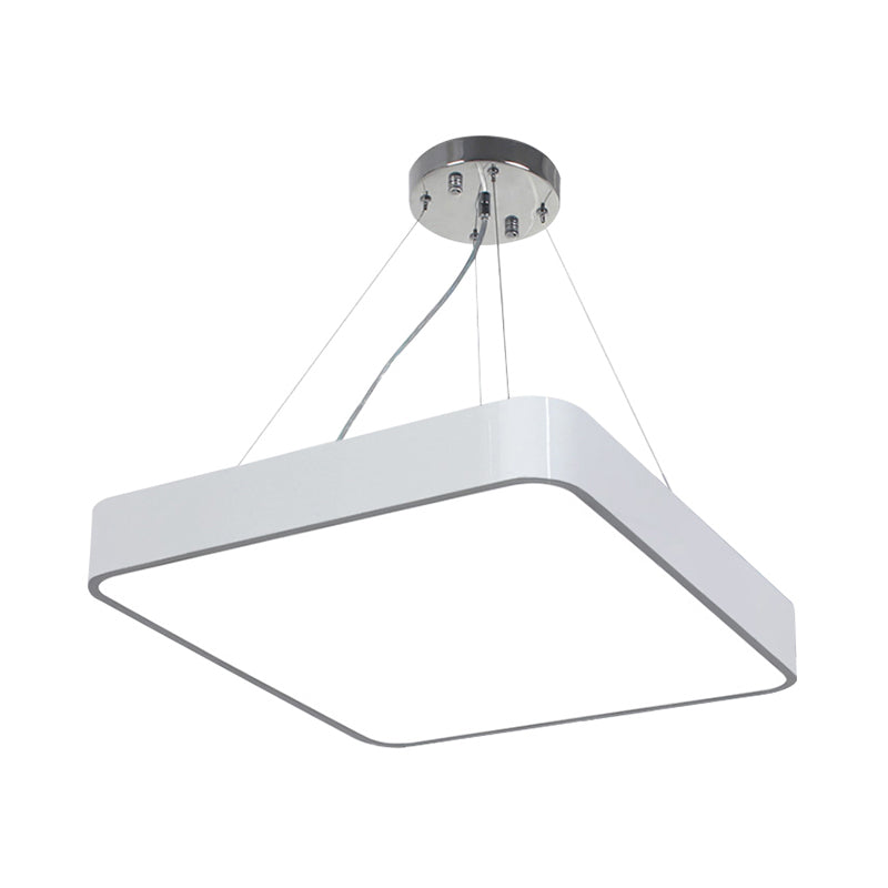 Iluminación colgante cuadrada de metal de 14 "/18" /23.5 "de ancho de ancho LED LED moderno LED LED NEGRO/Lámpara de techo plateado con difusor empotrado