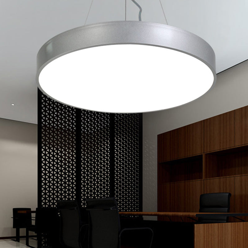 12 "/16" /23.5 "Lámpara de colgante circular de plata de ancho Lámpara de techo colgante de metal LED moderno