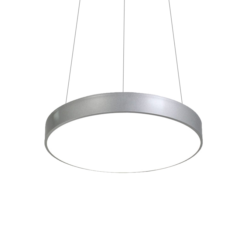 12 "/16" /23.5 "Lámpara de colgante circular de plata de ancho Lámpara de techo colgante de metal LED moderno