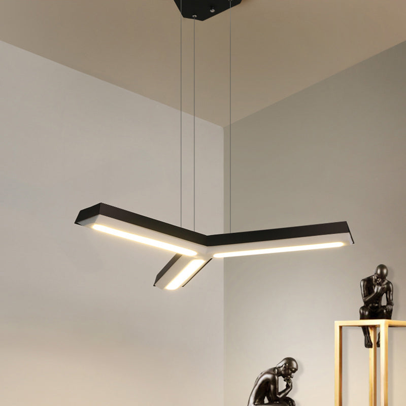 Lámpara colgante moderna 1 de luz con sombra de metal en forma de techo LED en forma de Y para el cargo