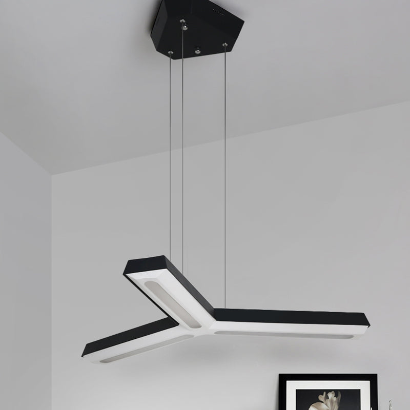 Lámpara colgante moderna 1 de luz con sombra de metal en forma de techo LED en forma de Y para el cargo