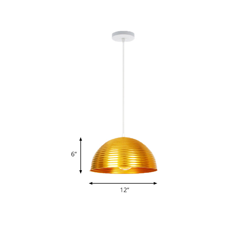Luz colgante de tono de cúpula con luz de metal contemporáneo de metal rojo/amarillo/luz colgante, 12 "/16" /19.5 "de ancho