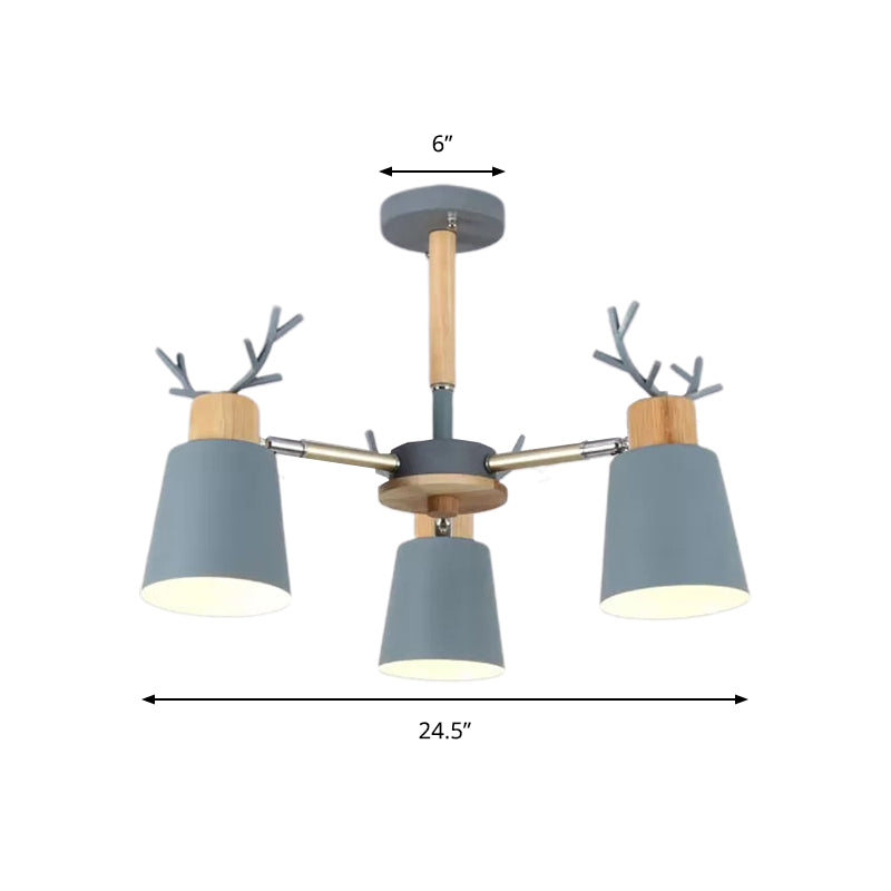 Nordic Eimer Halbdecke leichte Metallholz Deckenlampe in Grün für Wohnzimmer