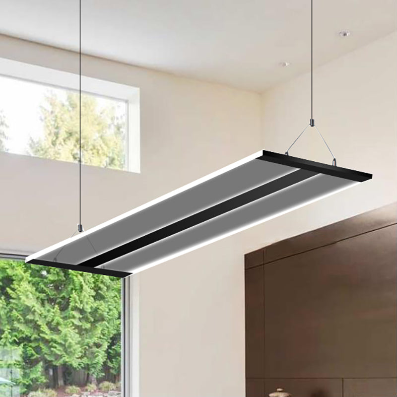 Lámpara de luz LED acrílica ultra delgada moderna lámpara de techo negro/blanco con luz cálida/blanca, 35.5 "/47" de ancho