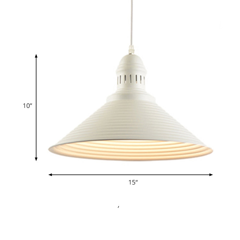 Luz colgante de tono de cono con diseño de volantes Metal nórdico 1 Comedor blanco/rosa Comedor colgante Luz